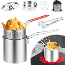 Friteuse Personne Inoxydable Électrique Couvercle - Petite Friteuse pour 1 Personne