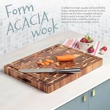 Planche à Découper en Acacia avec Compartiments Intégrés