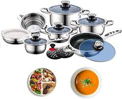 Set de Batterie Cuisine Inox avec Couvercle en Verre