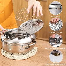 Friteuse Température Couvercle Inoxydable - La Friteuse Idéale pour Vos Plats Préférés