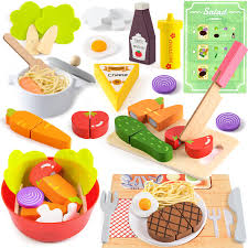 Atoylink Accessoire Nourriture Ustensile Découper en Bois pour Enfants