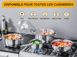Casseroles Velaze en Acier Inoxydable avec Couvercle en Verre - Idéales pour Votre Batterie de Cuisine Gaz