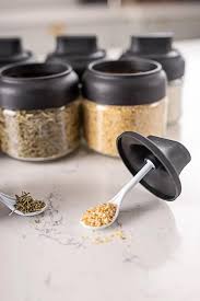 Couvercle Cuillère Récipient Rangement Cuisine - Pot à Épices en Verre