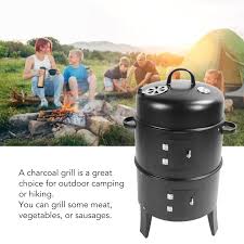 Barbecue Vertical Charbon de Bois avec Thermomètre Intégré