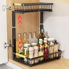 Organisateur Coulissant en Inoxydable Hykiee pour un Rangement Optimal Sous Évier