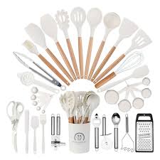 Ustensiles de Cuisine Beige TQGXC - Résistants et Antiadhésifs