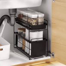 HUIJ Rangement Coulissant Coulissants Évier Noir - Optimisez votre espace sous l'évier