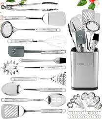Ustensiles de Cuisine en Inox Adhésif Résistant - 32 Pièces